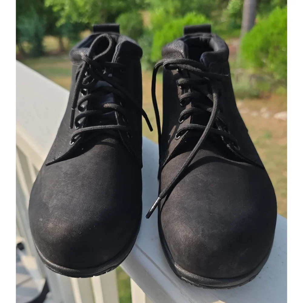 SAS Chukka Boots Black Nubuck Leather Slip Resistant Comfort Work Mens 10M